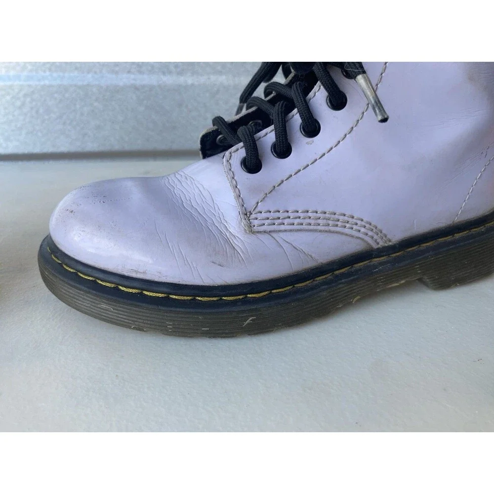 Dr Martens Delaney Kids Boot Size US 1 Purple Patent Leather Size Zip 1460